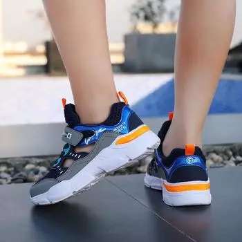 Обувь для мальчиков Детские сетчатые кроссовки Крутые и дышащие полые одинарные сетчатые туфли Модные летние туфли для детей среднего и большого размера с крупной сеткой 28