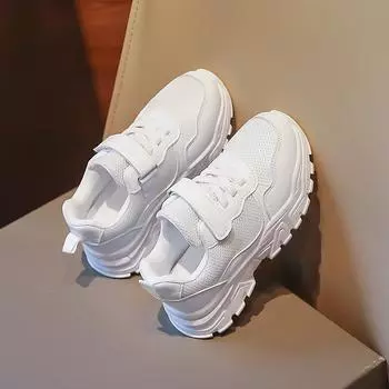 Обувь для мальчиков и девочек, легкая детская обувь для бега, кроссовки, кожаная обувь, летняя обувь 26 белый