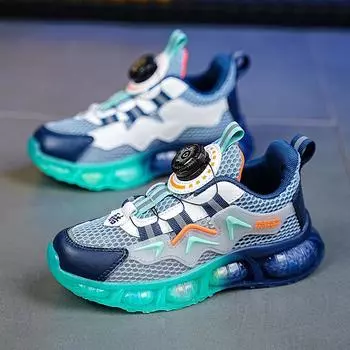 Обувь для мальчиков и девочек, летняя дышащая полая сетчатая беговая обувь, детская спортивная обувь, сетчатая дышащая баскетбольная обувь для студентов 28 темно-синий