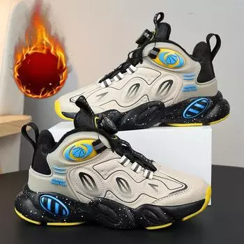 Обувь для мальчиков из хлопка, повседневные кроссовки, теплые, с подкладкой, баскетбольная обувь для мальчиков, детская обувь для бега 29