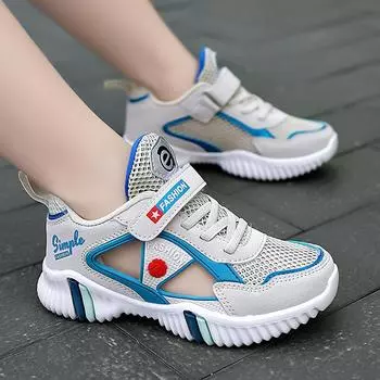 Обувь для мальчиков, летняя дышащая обувь из полой сетки, легкая кампусная обувь для средней школы, детей старшего возраста, дышащая спортивная обувь, студенческая сетчатая обувь 28