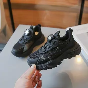 Обувь для мальчиков, лето 2024, новые детские спортивные туфли белого цвета, сетчатые дышащие туфли для детей среднего и большого размера 17.2cm белый