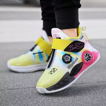 Обувь для мальчиков, осенняя, новая, детская спортивная обувь, вращающиеся кнопки, кожаные, водонепроницаемые, для начальной школы, баскетбольные кроссовки, классные 36