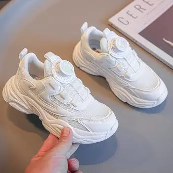 Обувь для мальчиков, сетчатая обувь с вращающейся пряжкой, спортивная обувь 27