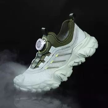 Обувь для мальчиков Весенне-летняя детская сетчатая обувь Дышащий сетчатый верх Кроссовки для больших детей Обувь для девочек Size 31,Foot Length:19cm зелёный