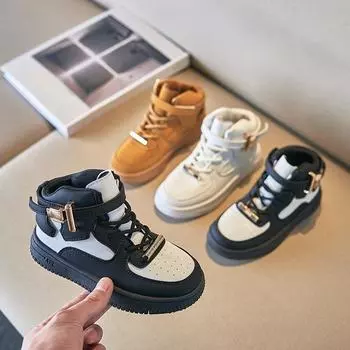 Обувь для мальчиков, весна и осень, новые взрывные детские туфли, крутые высокие спортивные туфли для девочек, повседневная обувь с мягкой подошвой 21 жёлтый