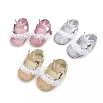 Обувь для маленьких девочек, детские первые ходунки для новорожденных, осенняя нескользящая обувь принцессы с мягкой подошвой S золотой