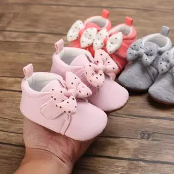 Обувь для маленьких девочек, кроссовки для младенцев с мягкой подошвой, высокие кеды для малышей, обувь для малышей, обувь для первых ходунков с бантом, противоскользящая обувь для кроватки, 0-18 месяцев 3/L