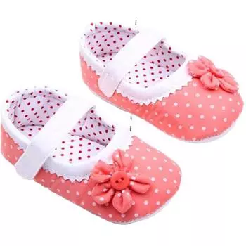 Обувь для маленьких девочек, обувь принцессы в горошек с цветами, хлопковая обувь для малышей, нескользящая подошва для малышей, первые ходоки 11 красный