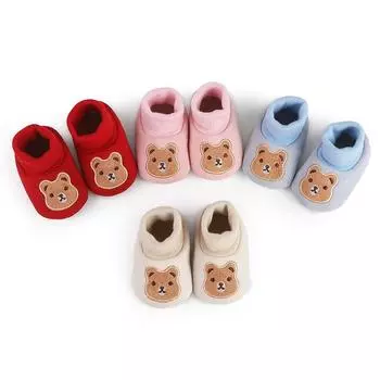 Обувь для маленьких мальчиков и девочек, повседневная простая однотонная повседневная обувь с мультяшным медведем, нескользящая обувь с мягкой подошвой для малышей 2