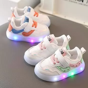 Обувь для маленьких мальчиков со светящейся подошвой, светящаяся повседневная обувь для девочек, светящаяся детская обувь для малышей для детей 21 розовый