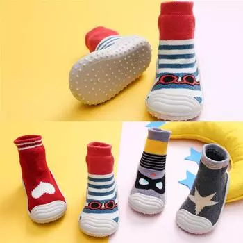 Обувь для малышей Bebe Cartoon 2024 года, осень-зима, новые детские носки, теплая утолщенная обувь для ходьбы, легкая обувь для мальчиков и девочек, детская обувь 21 insole11.5cm красный