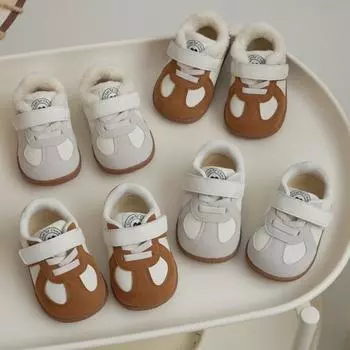 Обувь для малышей Осень и зима Немецкие тренировочные туфли с мягкой подошвой для мальчиков и девочек Устойчивая обувь Спортивная обувь из бархата 18