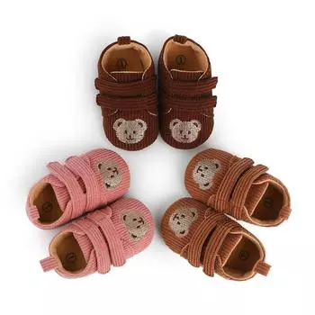 Обувь для малышей, повседневная обувь на липучке с рисунком медведя из мультфильма, нескользящая мягкая детская обувь 3