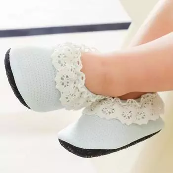 Обувь для малышей с цветочным краем, удобная сетчатая обувь с отверстиями, мягкие эластичные кружевные туфли для первой ходьбы 11 светло-зеленый