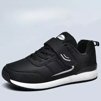 Обувь для мам и пап среднего и пожилого возраста, большие размеры, зимняя, новая, теплая, на флисовой подкладке, для пожилых людей, безопасная обувь для ходьбы, повседневная обувь 38 чёрный