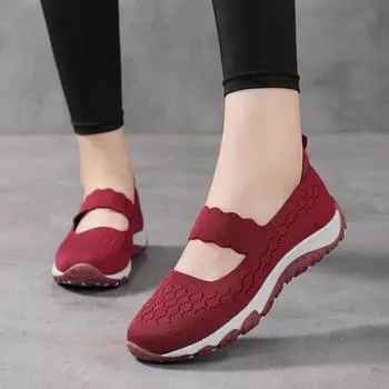 Обувь для мам Летняя женская обувь Дышащая прогулочная обувь Повседневная обувь на липучках Женская прямая трансляция 35 красный