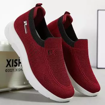 Обувь для мам, новые весенние повседневные туфли-лодочки, дышащая обувь без шнуровки с мягкой подошвой для старой женской обуви 36