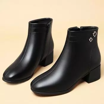 Обувь для мам обувь из хлопка обувь на мягкой подошве осенне-зимняя бархатные средние сапоги короткие сапоги для среднего возраста среднего и пожилого возраста кожаные туфли 35