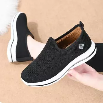 Обувь для мам среднего и пожилого возраста, зимняя, новая, с одной педалью, из утолщенной бархатной ткани, теплые зимние ботинки с мягкой подошвой для женщин 36