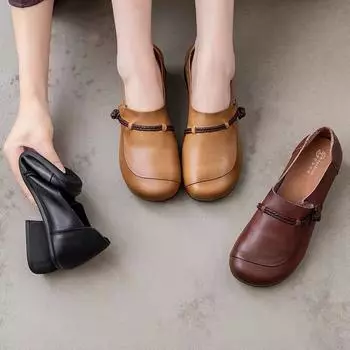 Обувь для матери, 3 весенние туфли в горошек с мягкой подошвой, кожаные туфли среднего и пожилого возраста на плоской подошве, женские туфли на плоской подошве 35 жёлтый