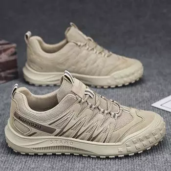 Обувь для мужчин 2024 года, новая модная повседневная обувь, дышащая и удобная спортивная обувь для пешего туризма, износостойкая мужская прогулочная обувь 39 оливковое зеленый