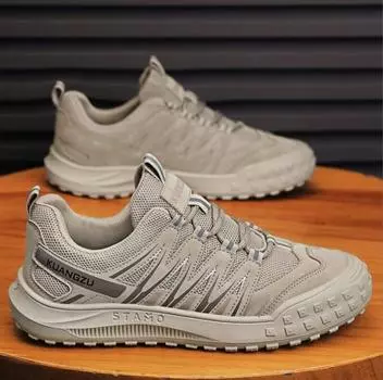 Обувь для мужчин 2024 года, новая модная повседневная обувь, дышащая и удобная спортивная обувь для пешего туризма, износостойкая мужская прогулочная обувь 39 чёрный