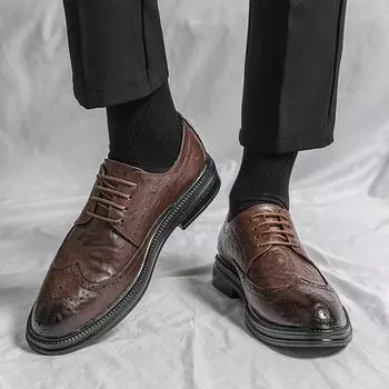 Обувь для мужчин Кожаные деловые туфли Универсальные формальные дерби Оксфорды Офисные повседневные амортизирующие износостойкие туфли Лоферы 6