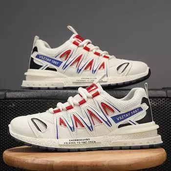 Обувь для мужчин Модные кроссовки Повседневная обувь Прогулочная обувь Повседневные кроссовки Противоскользящая походная обувь для тренировок 39 красный/белый