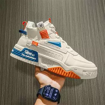 Обувь для мужчин. Мужские кроссовки высокого качества. Роскошные мужские кожаные туфли. Мужская обувь с высоким берцем. Повседневная легкая обувь. Мужская модная обувь для скейтборда. 44 чёрный