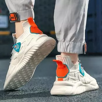 Обувь для мужчин Новые сетчатые кроссовки Толстая подошва Нескользящие дышащие уличные теннисные удобные повседневные кроссовки Tenis Masculino 39 бежевый