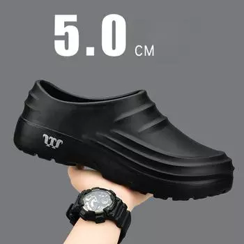 Обувь для мужчин по страхованию труда, повседневная, водонепроницаемая, маслостойкая, на толстой подошве, для шеф-повара, рабочая обувь, мужская и женская обувь 36 чёрный