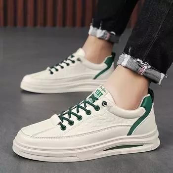 Обувь для мужчин, повседневные кожаные мужские кроссовки на платформе, кроссовки на плоской подошве для бега на открытом воздухе, нескользящие, модельер, роскошные студенческие летние 39