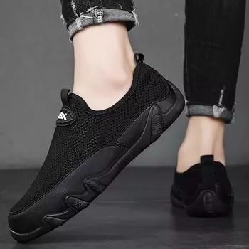 Обувь для мужчин Роскошные кроссовки для отдыха на открытом воздухе с плоской подошвой Летние теннисные мужские новые сетчатые модные удобные кроссовки для ходьбы Обувь 39 чёрный