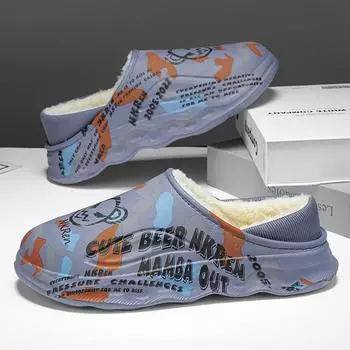 Обувь для мужчин Тапочки для мужчин Покрытие каблука Водонепроницаемые тапочки для пар Женские домашние туфли на платформе Cloud Added Cotton Нескользящие вентилируемые 38-39 чёрный