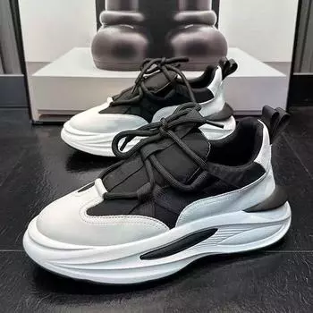Обувь для мужчин Весна Высококачественные Удобные Износостойкие Кроссовки на Платформе Модные Мужские Кроссовки Повседневные Кроссовки Прогулочная Обувь 39 чёрный