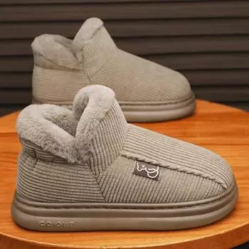 Обувь для мужчин Зимние мокасины Теплые повседневные туфли из бархата Ботильоны Износостойкая нескользящая вентилируемая ткань Спорт и отдых 38-39 верблюд