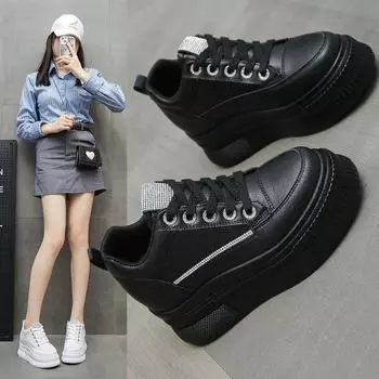 Обувь для отдыха из натуральной кожи белого цвета, женские дышащие кроссовки, обувь на увеличенной платформе, повседневная обувь, женская вулканизированная обувь 35