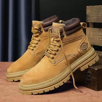 Обувь для отдыха на открытом воздухе со шнуровкой, уличные мужские кроссовки, высокие замшевые кожаные ботинки, модные мотоциклетные ботинки для мужчин 39 хаки