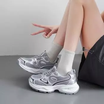 Обувь для папы, детская, весна и осень 2025, новая корейская версия, обувь Ins Tide, универсальная сетчатая дышащая повседневная обувь 36 красный