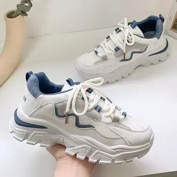Обувь для папы, девичья весна и осень, новые студенческие нишевые легкие повседневные универсальные спортивные кроссовки, белые туфли Tide 35 синий