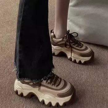 Обувь для папы, девушка, зима 2025, новые популярные модели, универсальные, усиливающие бархатные студенческие тенденции, повседневная обувь для знаменитостей из Интернета 35 хаки