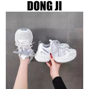 Обувь для папы, для девочек, ранняя весна 2025 года, новые универсальные сетчатые дышащие легкие универсальные повседневные кроссовки на платформе для женщин 35 светло-серый