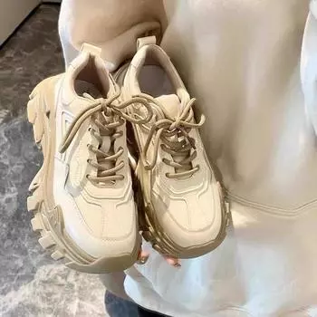 Обувь для папы Ins, модная суперпопулярная женская обувь, осенне-зимние новые универсальные нишевые повседневные кроссовки с толстой подошвой 35 хаки