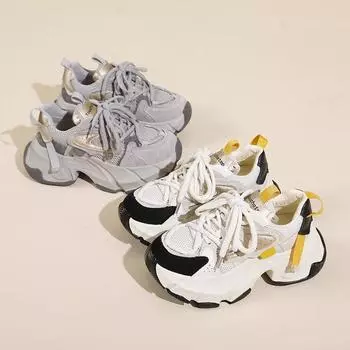 Обувь для папы из натуральной кожи на платформе, новая весенняя дышащая и простая повседневная спортивная однослойная обувь, туфли-лифты 35 серый