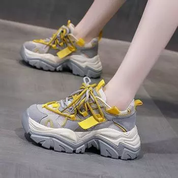 Обувь для папы, легкие женские новые нишевые универсальные повседневные облегающие туфли с толстой подошвой 8 см, износостойкие женские туфли 34 розовый