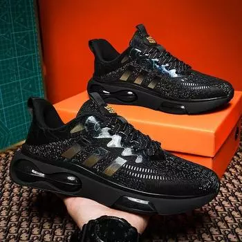 Обувь для папы, летняя черная мягкая кожаная дорожная обувь с мягкой подошвой на воздушной подушке, летняя универсальная дышащая спортивная мужская обувь для отдыха 39