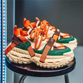 Обувь для папы, мужская, нишевая, дизайн, весенняя мода 2025 года, универсальная, новая, спортивная и повседневная обувь, обувь на платформе, увеличивающая рост 39 бежевый