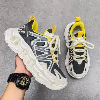 Обувь для папы мужская толстая подошва увеличение 2024 новый сетчатый молодежный модный тренд повседневные спортивные универсальные кроссовки 39