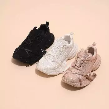 Обувь для папы на платформе со стразами. Женская весенняя новая модная повседневная обувь Ins. 35 белый